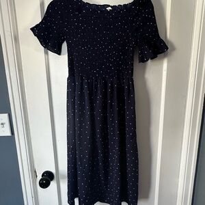 Pinkblush Navy Blue Midi Dress with White Dots